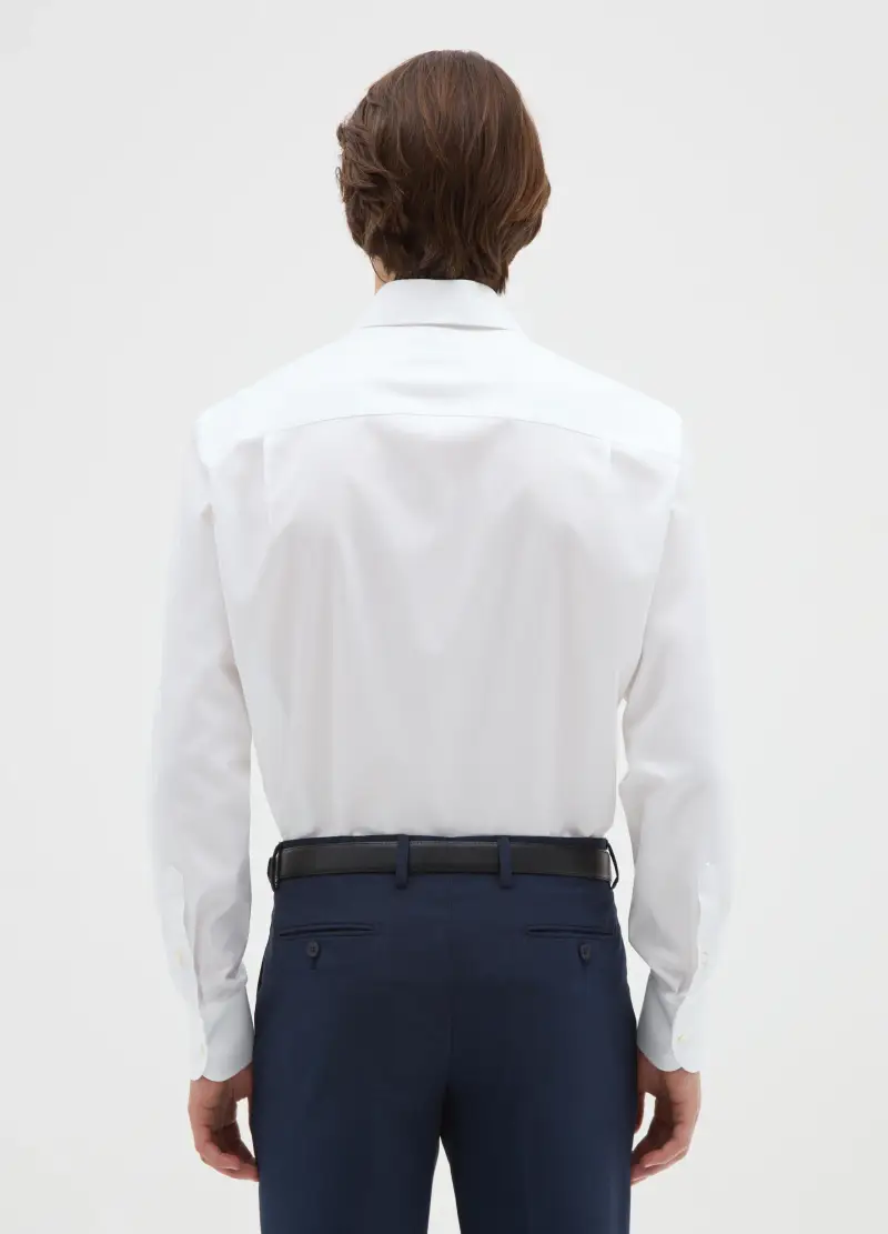 Camicia Da Uomo In Puro Cotone Bianca Regular Fit, Bianco miniatura 3