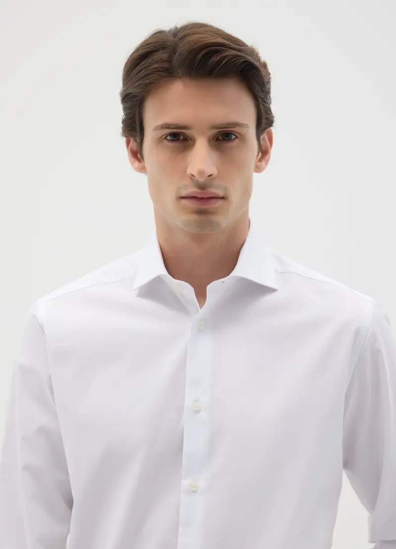 OVS, Camicia Da Uomo In Puro Cotone Bianca Slim Fit, Bianco, Taglia: 38 miniatura 2