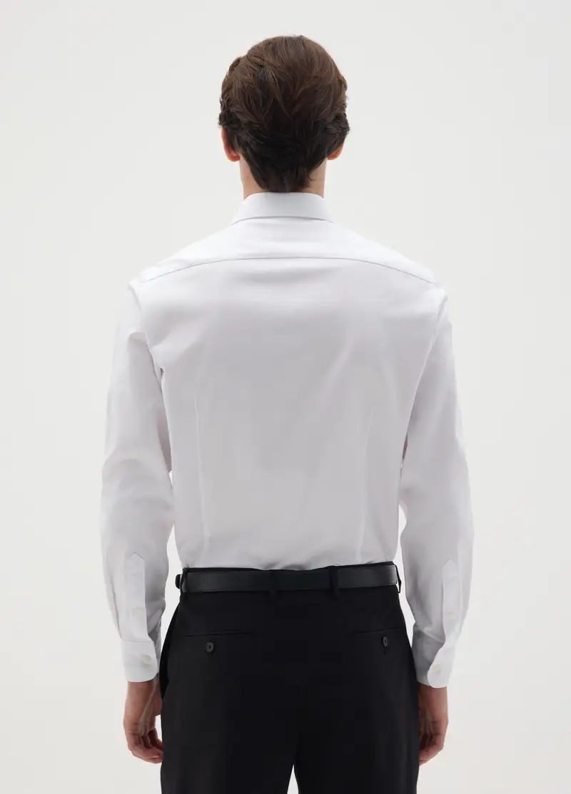 Camicia Da Uomo In Puro Cotone Bianca Slim Fit Easy Iron, Bianco miniatura 2