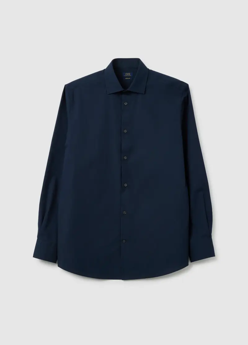OVS, Camicia Da Uomo In Puro Cotone Blu Regular Fit Easy Iron, Blu, Taglia: 40