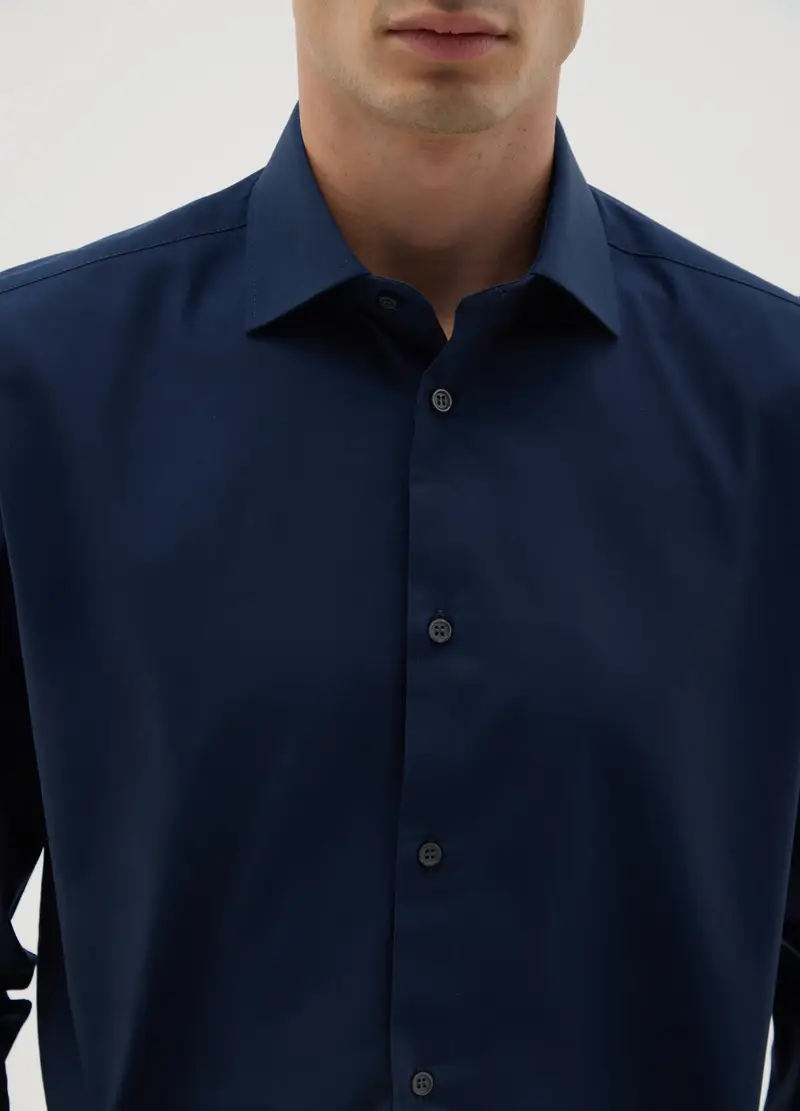 OVS, Camicia Da Uomo In Puro Cotone Blu Regular Fit Easy Iron, Blu, Taglia: 40 miniatura 2