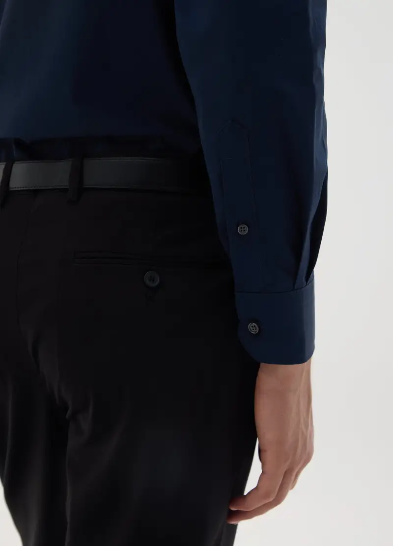 OVS, Camicia Da Uomo In Puro Cotone Blu Regular Fit Easy Iron, Blu, Taglia: 40 miniatura 3