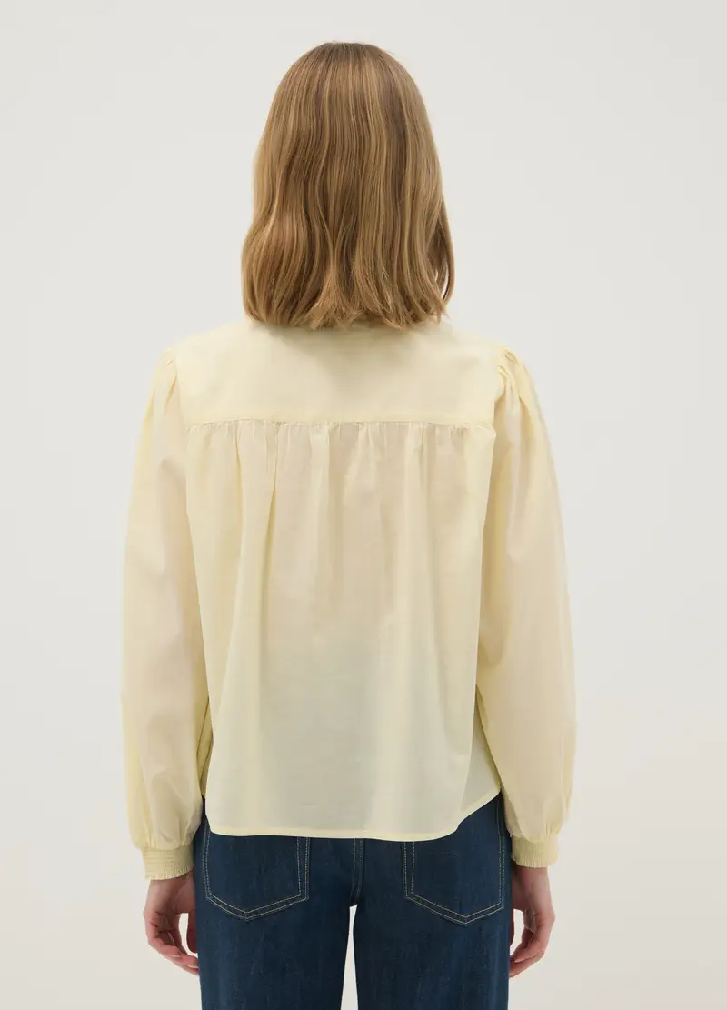 Camicia Gialla In Puro Cotone Regular Fit Con Bottoni E Collo Arrotondato, Donna, Giallo miniatura 3