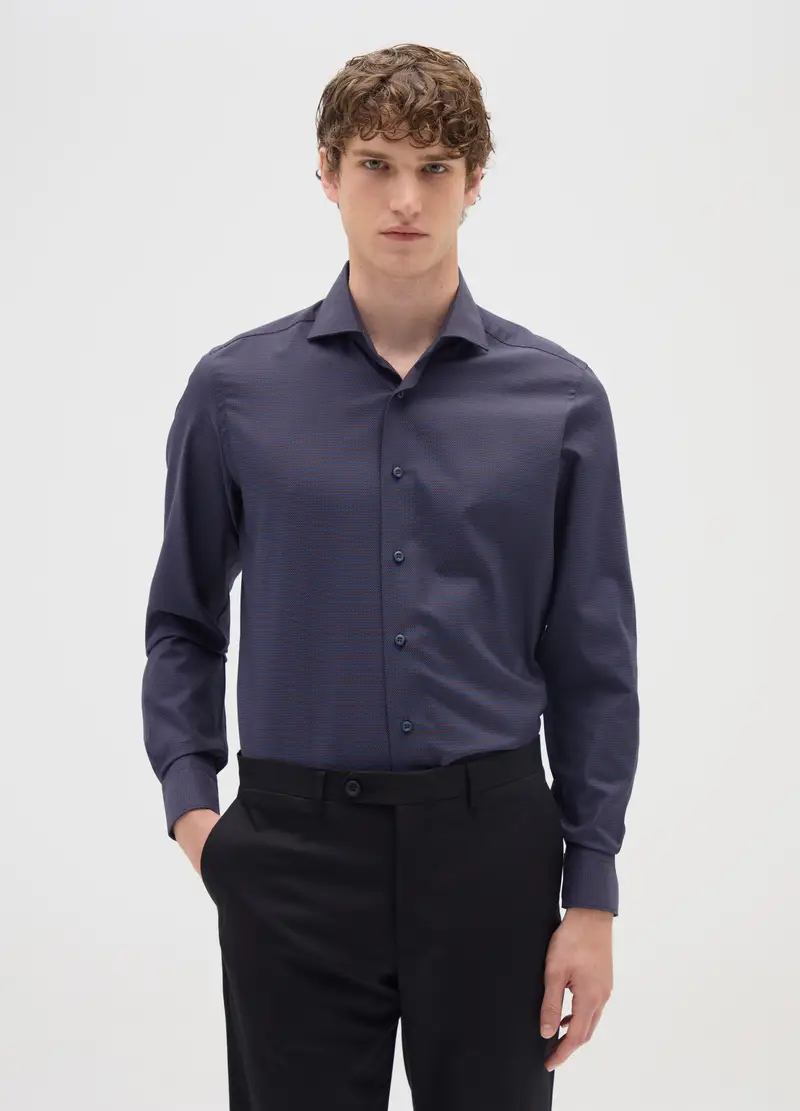 Camicia In Cotone Elasticizzato Multicolor Slim Fit, Uomo, Multicolor