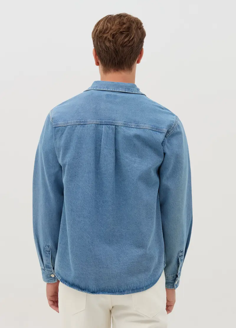 Camicia In Denim Con Tasca, Uomo, Denim miniatura 3