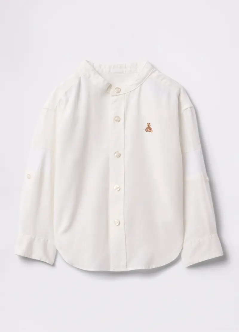 OVS, Camicia In Lino E Cotone Con Ricamo, Unisex, Bianco, Taglia: 12-18M/74-79