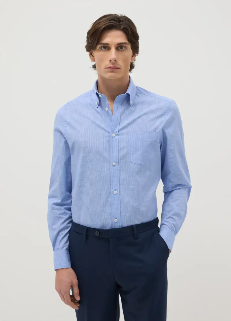 Camicia In Misto Cotone A Righe Multicolor Regular Fit Easy Iron, Uomo, Multicolor