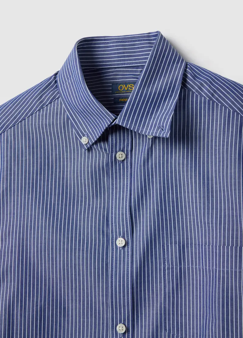 Camicia In Misto Cotone A Righe Multicolor Regular Fit, Uomo, Multicolor miniatura 2