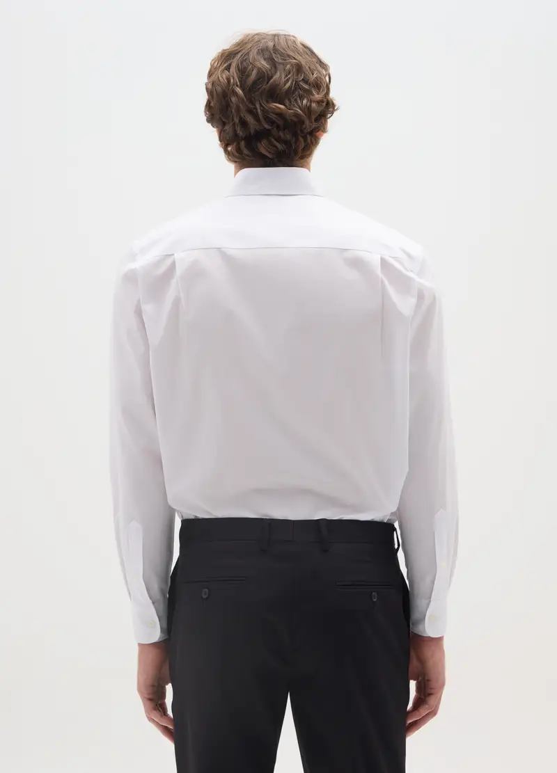 Camicia In Misto Cotone Bianca Regular Fit Easy Iron, Uomo, Bianco miniatura 3