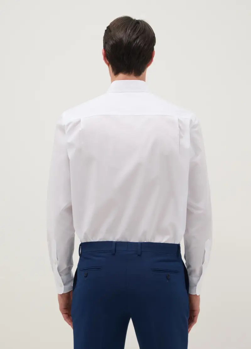 Camicia In Misto Cotone Bianca Regular Fit Easy Iron, Uomo, Bianco miniatura 3
