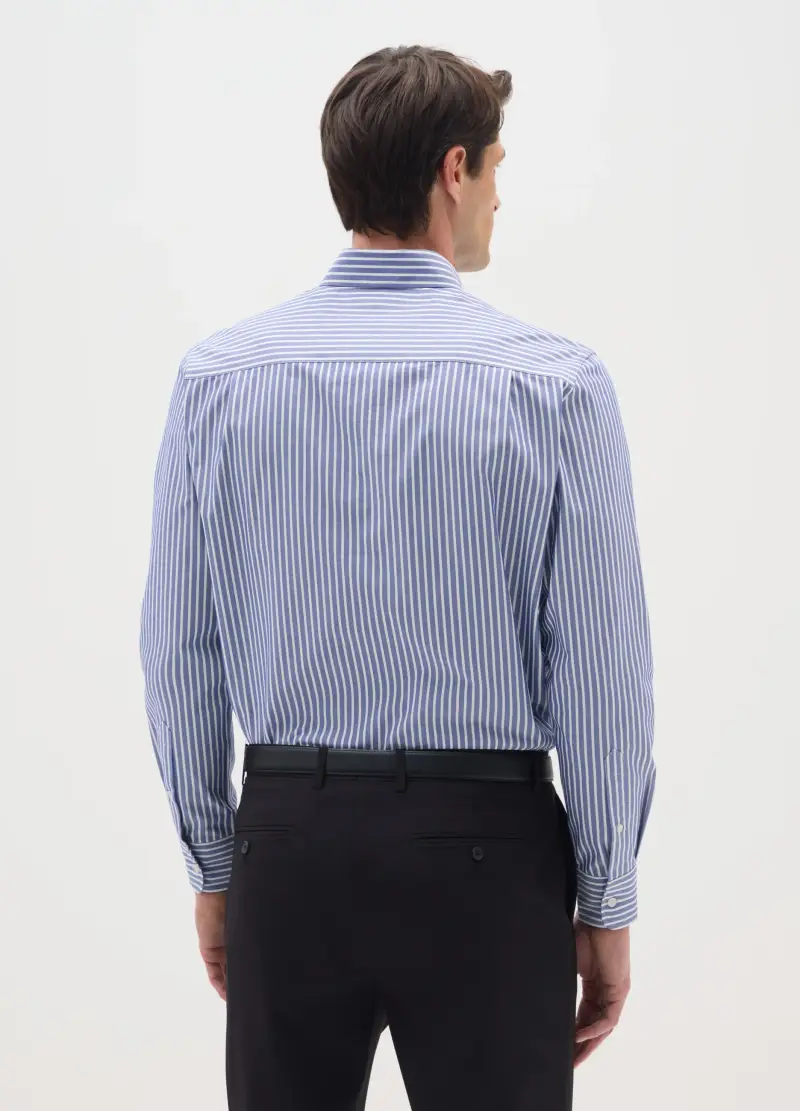 , Camicia In Misto Cotone Blu Regular Fit, Uomo, Multicolor miniatura 2