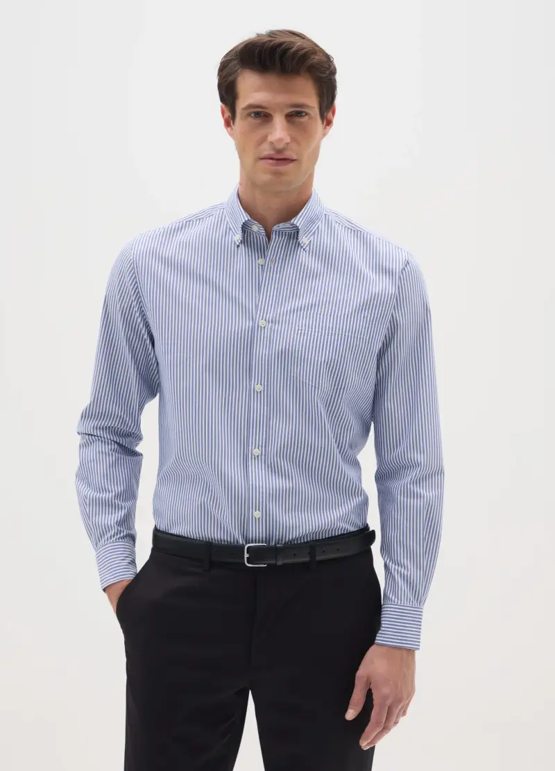 Camicia In Misto Cotone Multicolor Regular Fit, Uomo, Multicolor