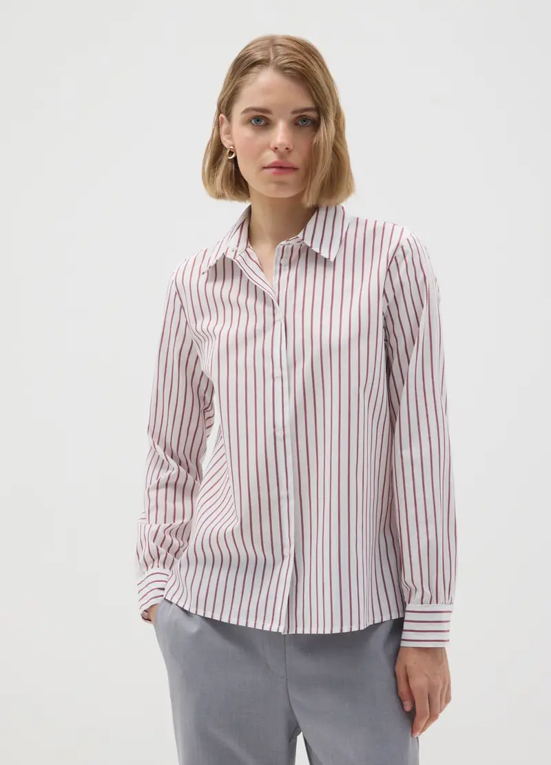 Camicia In Misto Cotone Multicolor Slim Fit, Donna, Multicolor