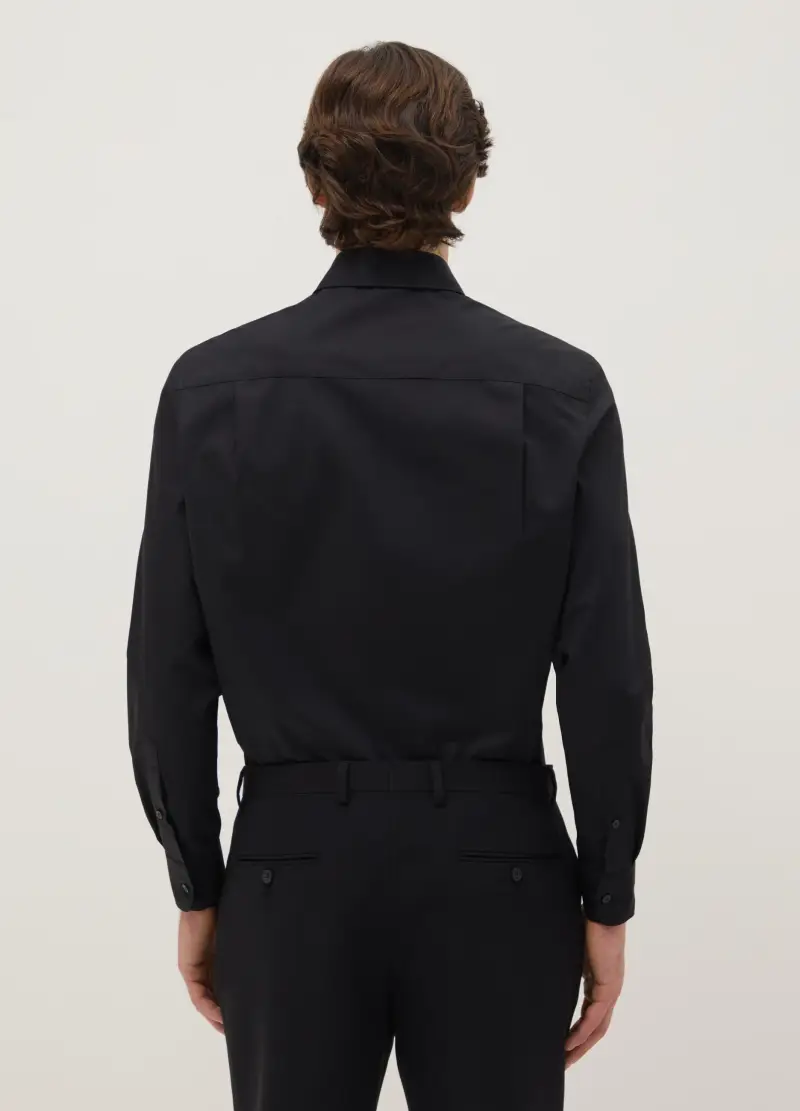 Camicia In Misto Cotone Nera Regular Fit Easy Iron, Uomo, Nero miniatura 3