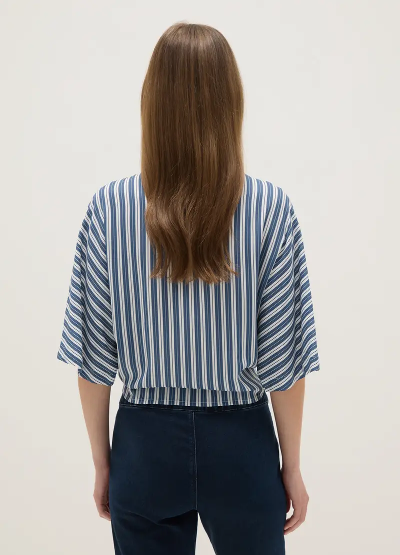 Camicia In Pura Viscosa A Righe Multicolor Regular Fit, Donna, Multicolor miniatura 3