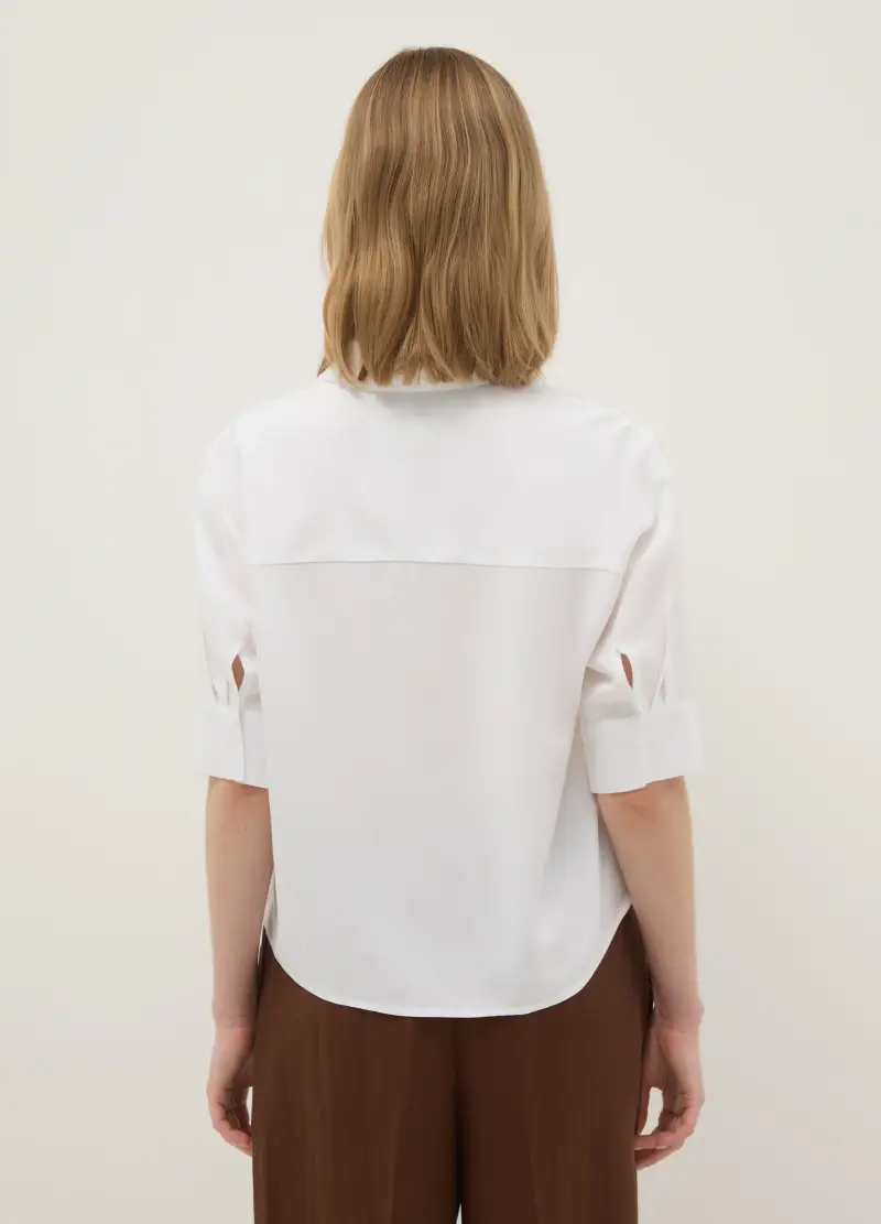 Camicia In Pura Viscosa Bianca Regular Fit, Donna, Bianco miniatura 3