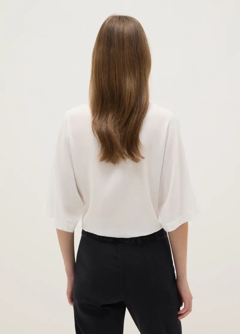 Camicia In Pura Viscosa Bianca Regular Fit, Donna, Bianco miniatura 3