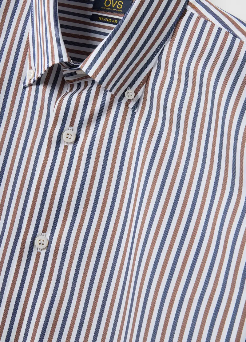 Ovs Camicia A Righe Multicolor In Puro Cotone Regular Fit Uomo miniatura 2