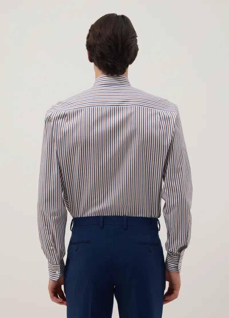 Camicia In Puro Cotone A Righe Multicolor Regular Fit, Uomo, Multicolor miniatura 2