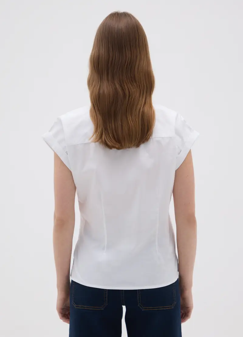 OVS, Camicia In Puro Cotone Bianca Regular Fit Con Nodo, Donna, Bianco, Taglia: 40 miniatura 2