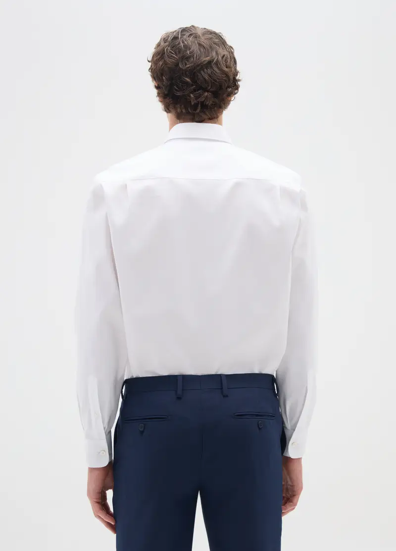 Camicia In Puro Cotone Bianca Regular Fit Easy Iron, Uomo, Bianco miniatura 3