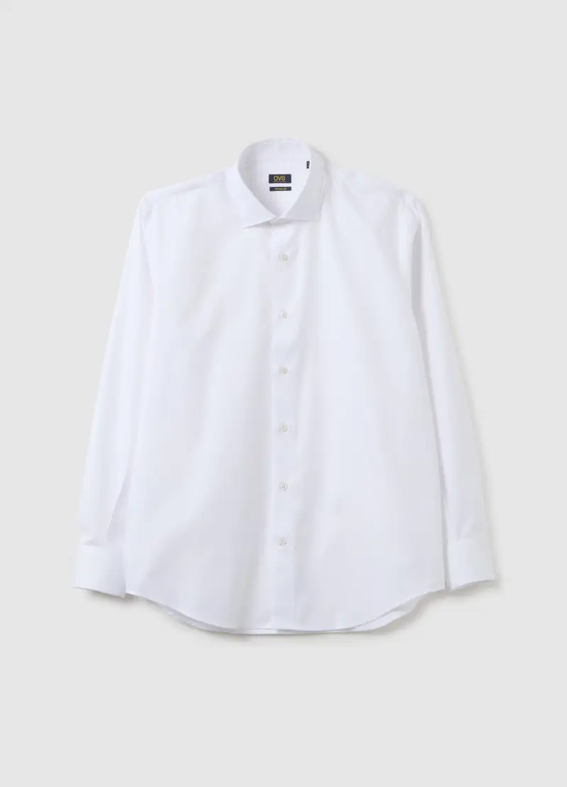 OVS , Camicia In Puro Cotone Bianca Regular Fit Easy Iron, Uomo, Bianco, Taglia: 39