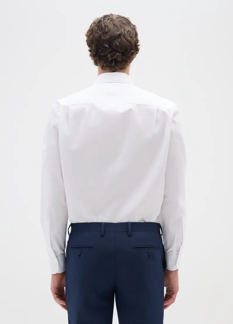 Camicia In Puro Cotone Bianca Regular Fit, Uomo, Bianco miniatura 3
