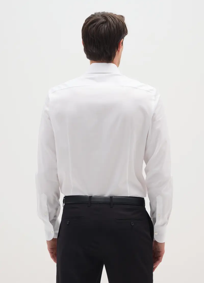 Camicia In Puro Cotone Bianca Slim Fit, Uomo, Bianco miniatura 2