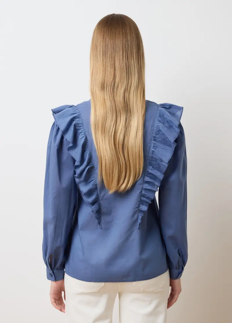 OVS, Camicia In Puro Cotone Blu Regular Fit, Donna, Blu, Taglia: 40 miniatura 2