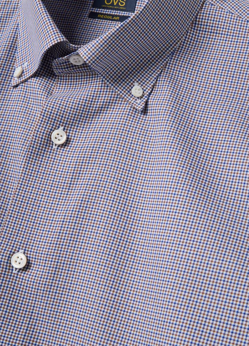 Ovs Camicia Grigia a Microquadri in Puro Cotone Regular Fit Uomo miniatura 2