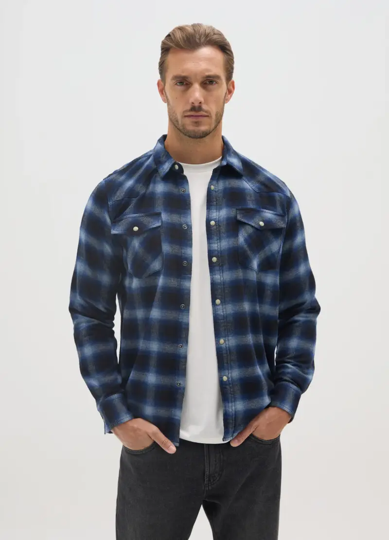 Camicia In Puro Cotone Multicolor Regular Fit A Quadri, Uomo, Multicolor miniatura 2