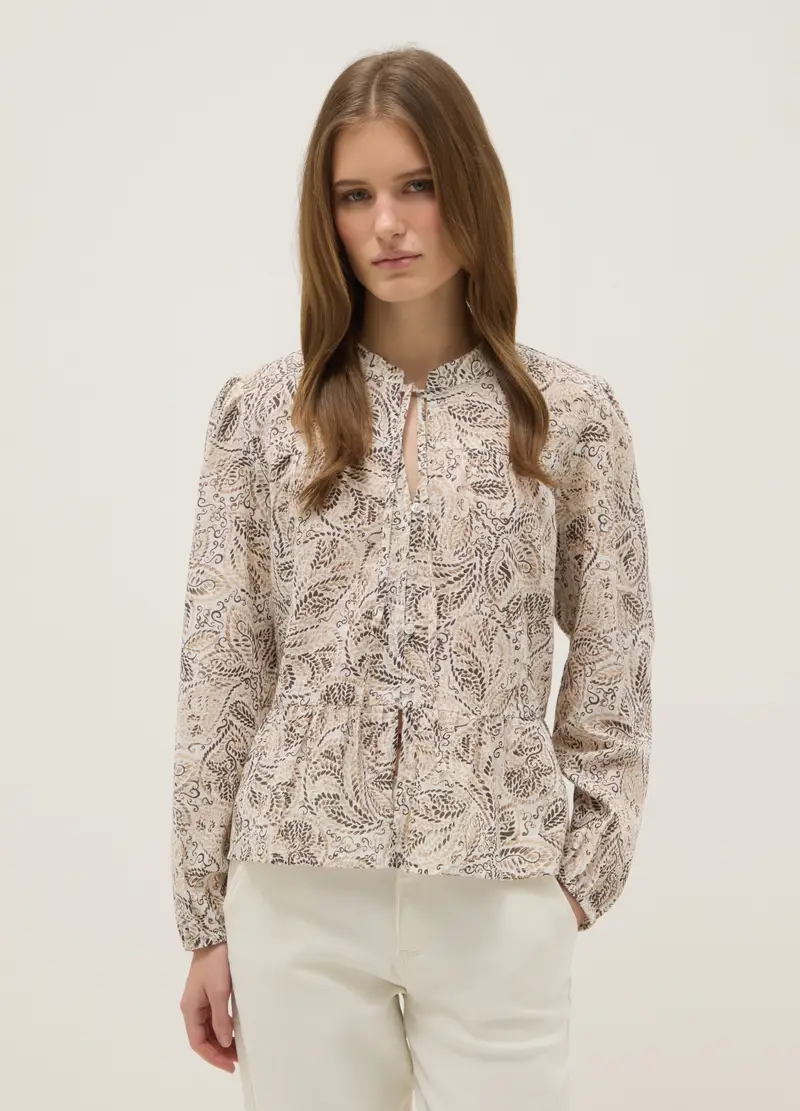 Camicia In Puro Cotone Multicolor Regular Fit Con Fantasia, Donna, Multicolor miniatura 2