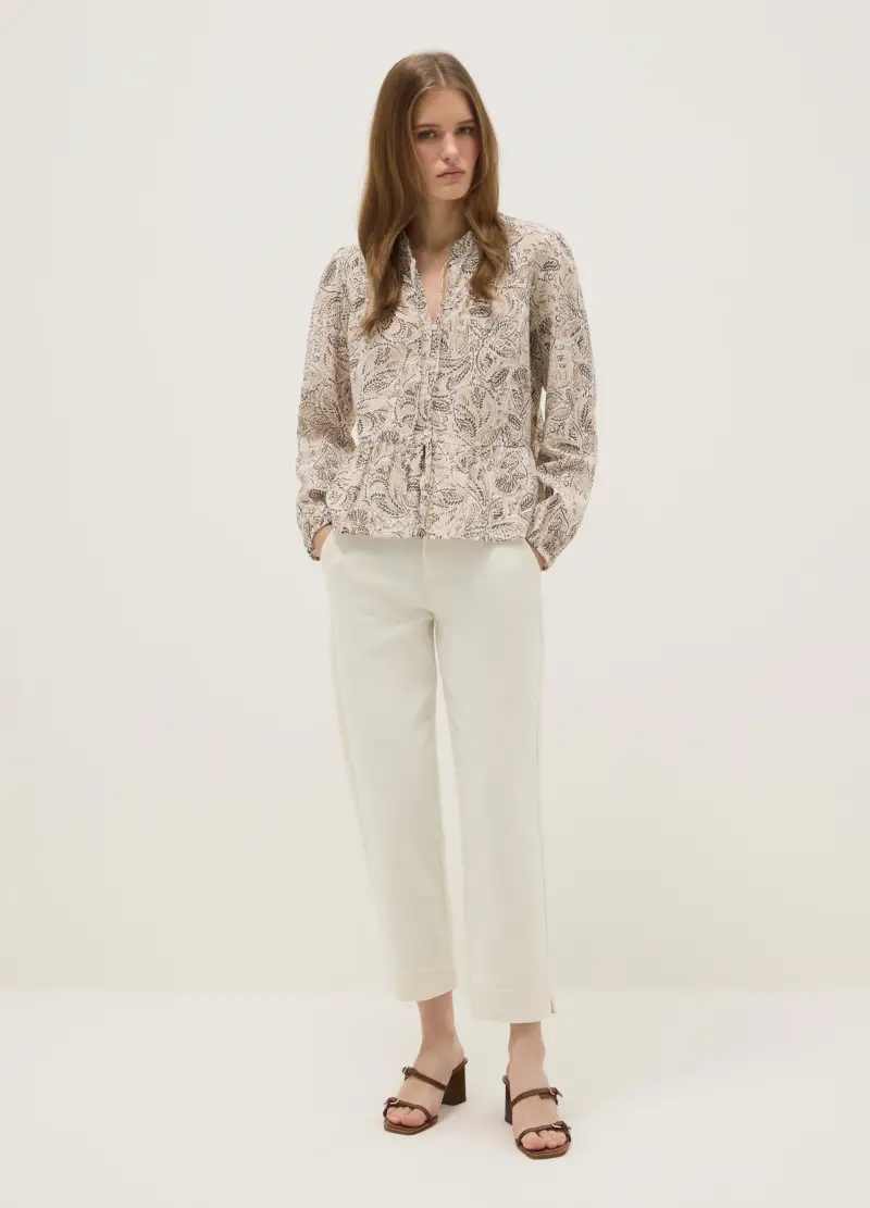 Camicia In Puro Cotone Multicolor Regular Fit Con Fantasia, Donna, Multicolor