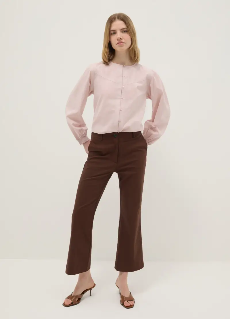 Camicia In Puro Cotone Rosa Regular Fit Con Bottoni E Collo Arrotondato, Donna, Rosa miniatura 2