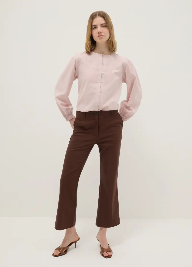 Camicia In Puro Cotone Rosa Regular Fit Con Bottoni E Collo Arrotondato, Donna, Rosa miniatura 2