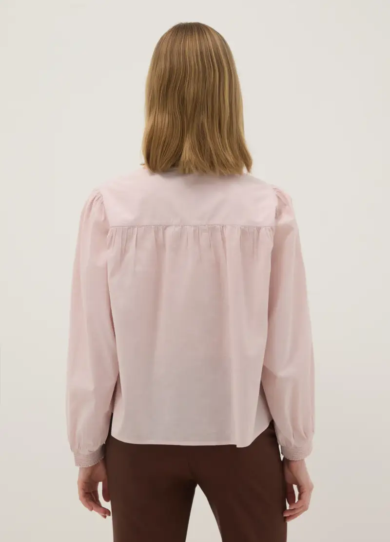 Camicia In Puro Cotone Rosa Regular Fit Con Bottoni E Collo Arrotondato, Donna, Rosa miniatura 3