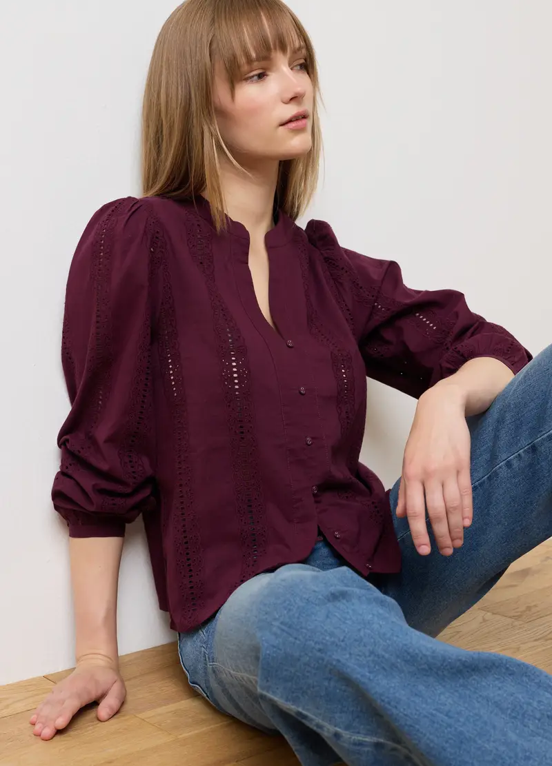 Camicia In Puro Cotone Rosso Regular Fit, Donna, Rosso