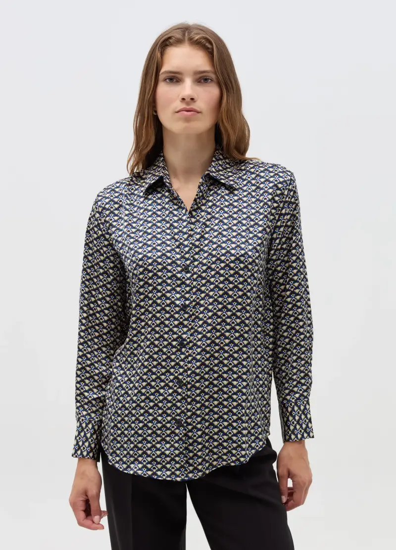 Camicia In Satin, Donna, Multicolor miniatura 2