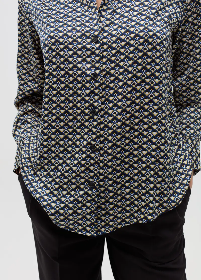 Camicia In Satin, Donna, Multicolor miniatura 3