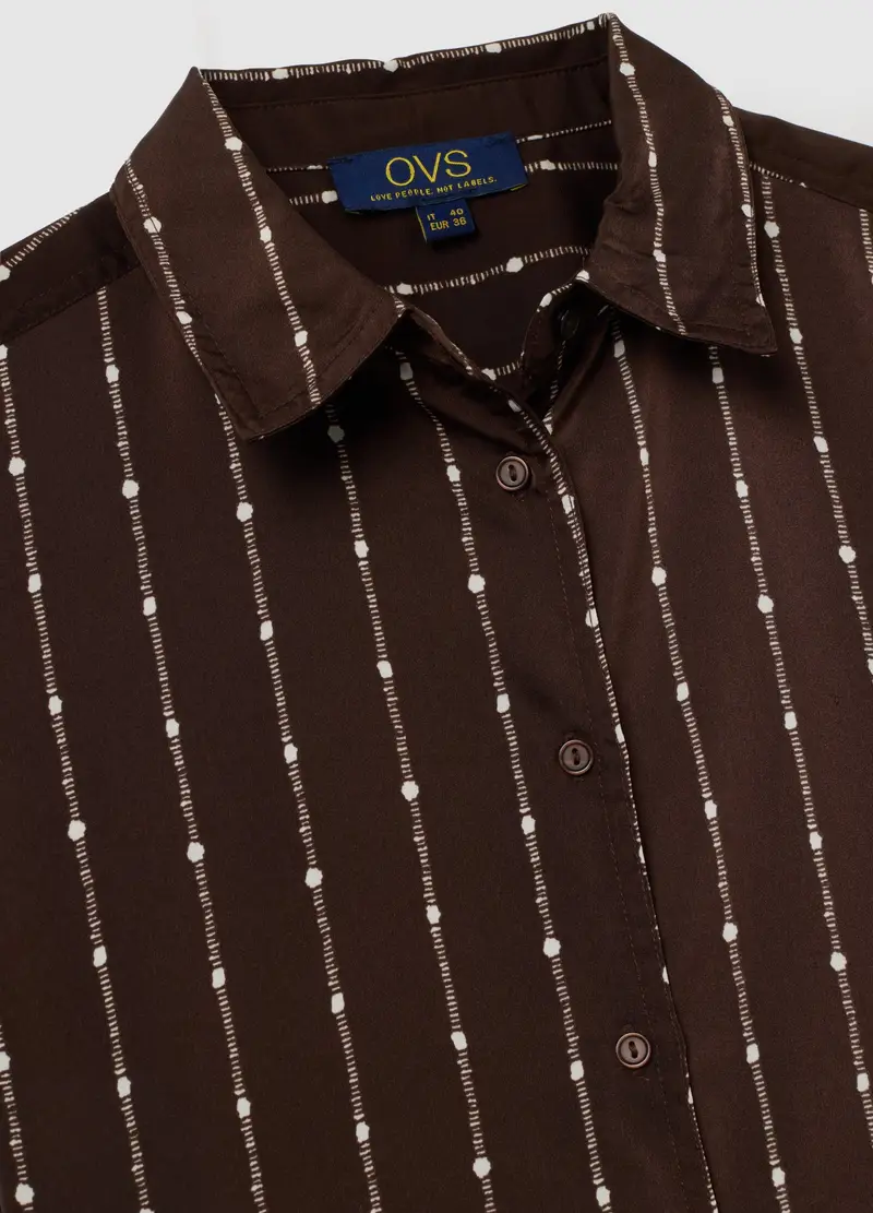 Camicia In Satin Multicolor A Righe Regular Fit, Donna, Multicolor miniatura 2