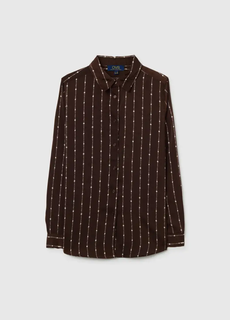 Camicia In Satin Multicolor A Righe Regular Fit, Donna, Multicolor