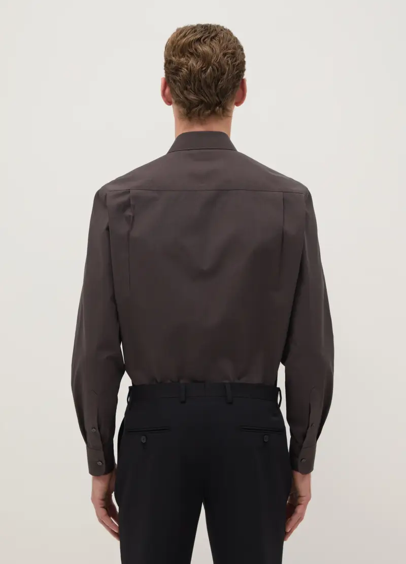 Camicia Marrone In Puro Cotone Regular Fit Easy Iron, Uomo, Marrone miniatura 3