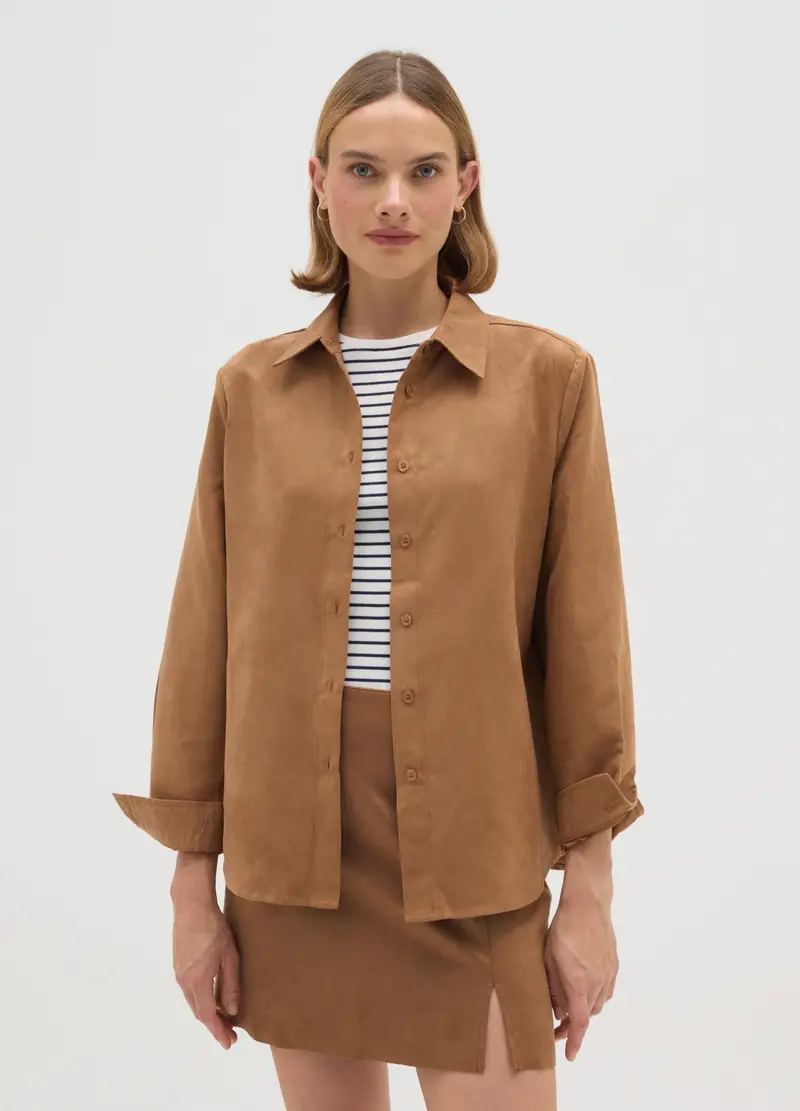 , Camicia Marrone Regular Fit, Donna, Marrone miniatura 2