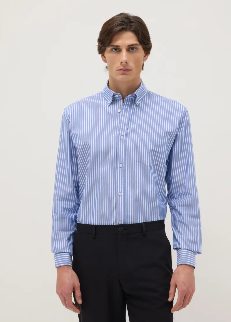 Camicia Multicolor A Righe In Misto Cotone Regular Fit, Uomo, Multicolor