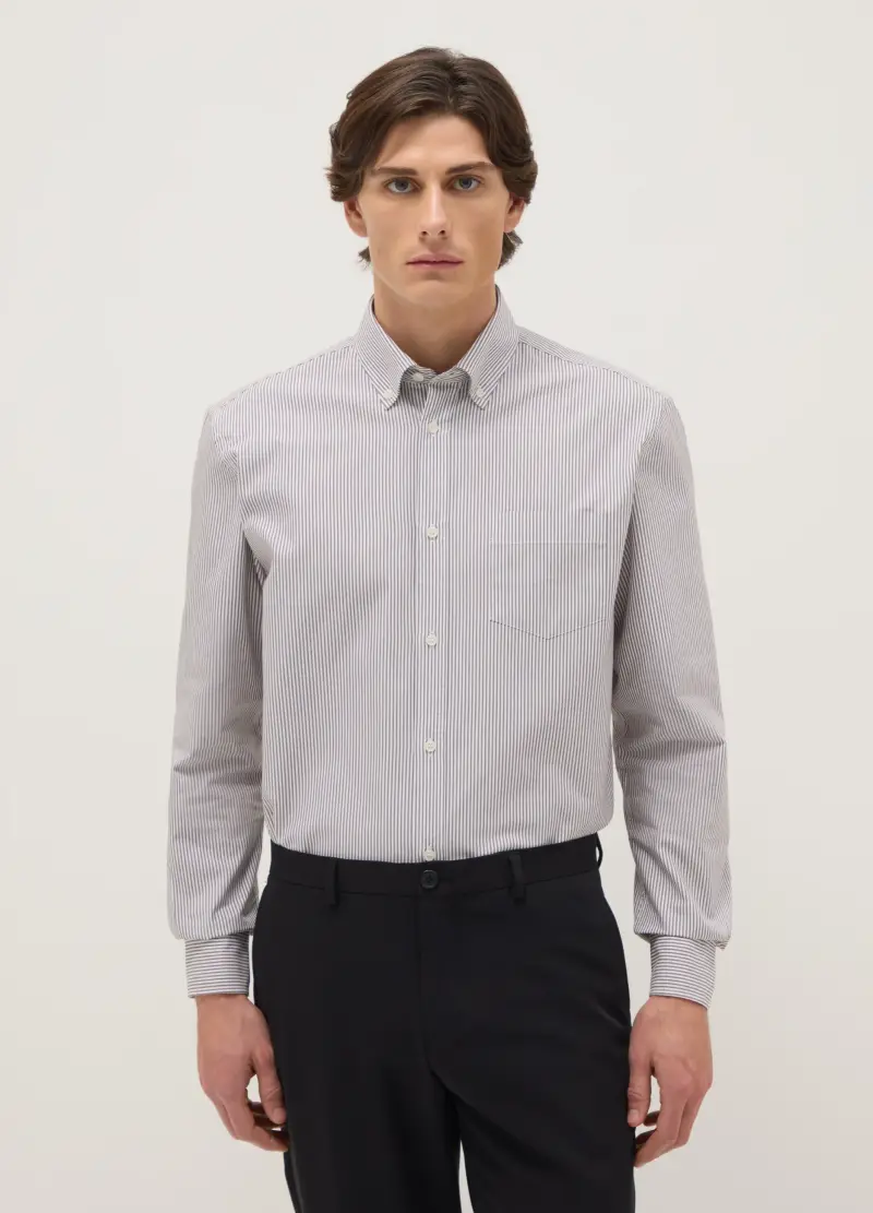 Camicia Multicolor A Righe In Misto Cotone Regular Fit, Uomo, Multicolor