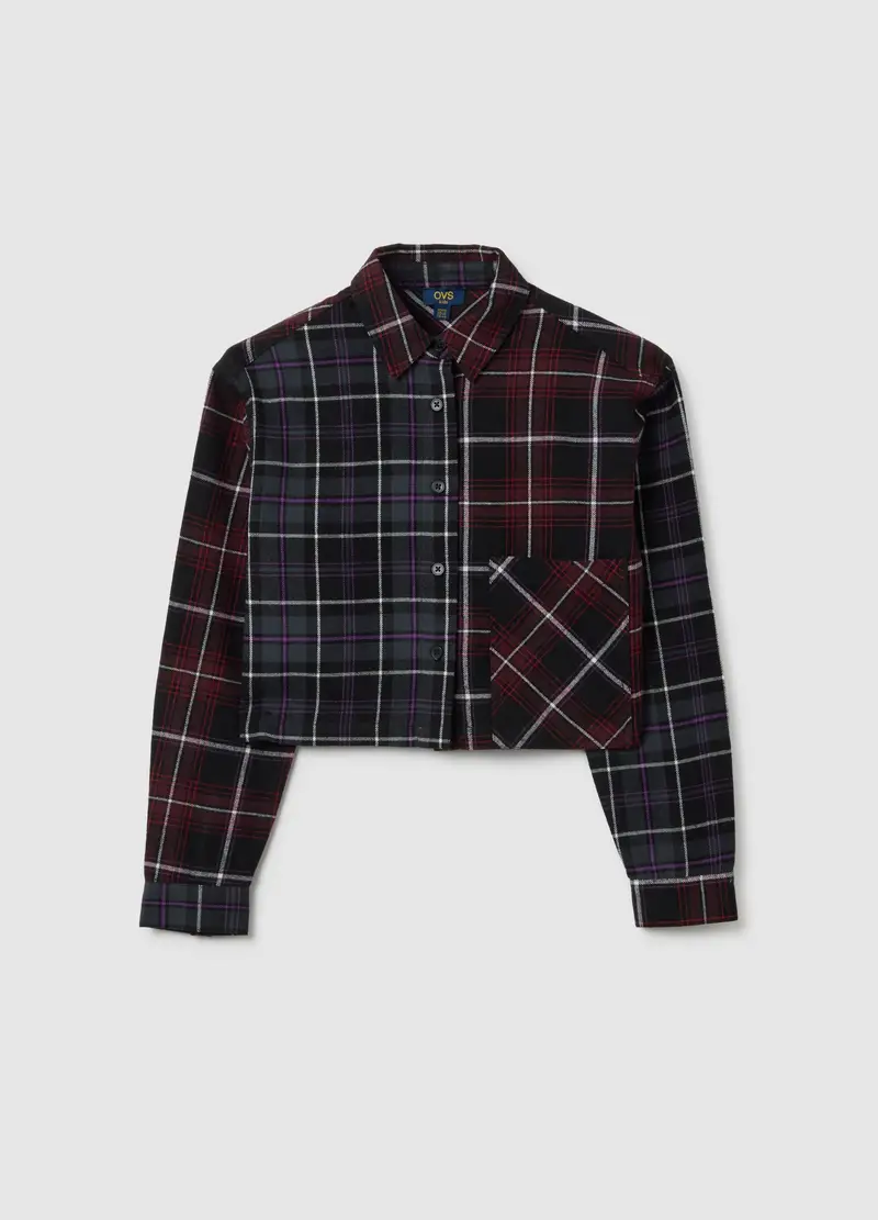 OVS, Camicia Multicolor In Flanella Per Bambina, Nero, Taglia: 10-11