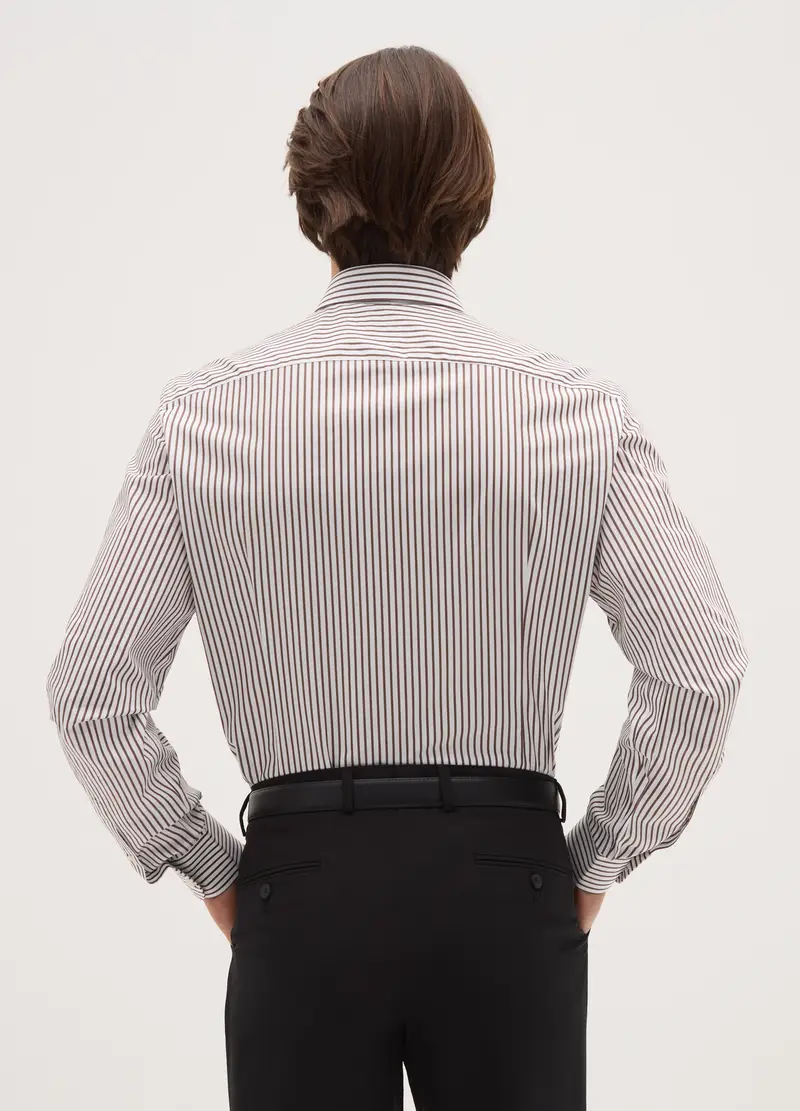 Camicia Multicolor In Puro Cotone Slim Fit A Righe Collo Alla Francese, Uomo, Multicolor miniatura 3