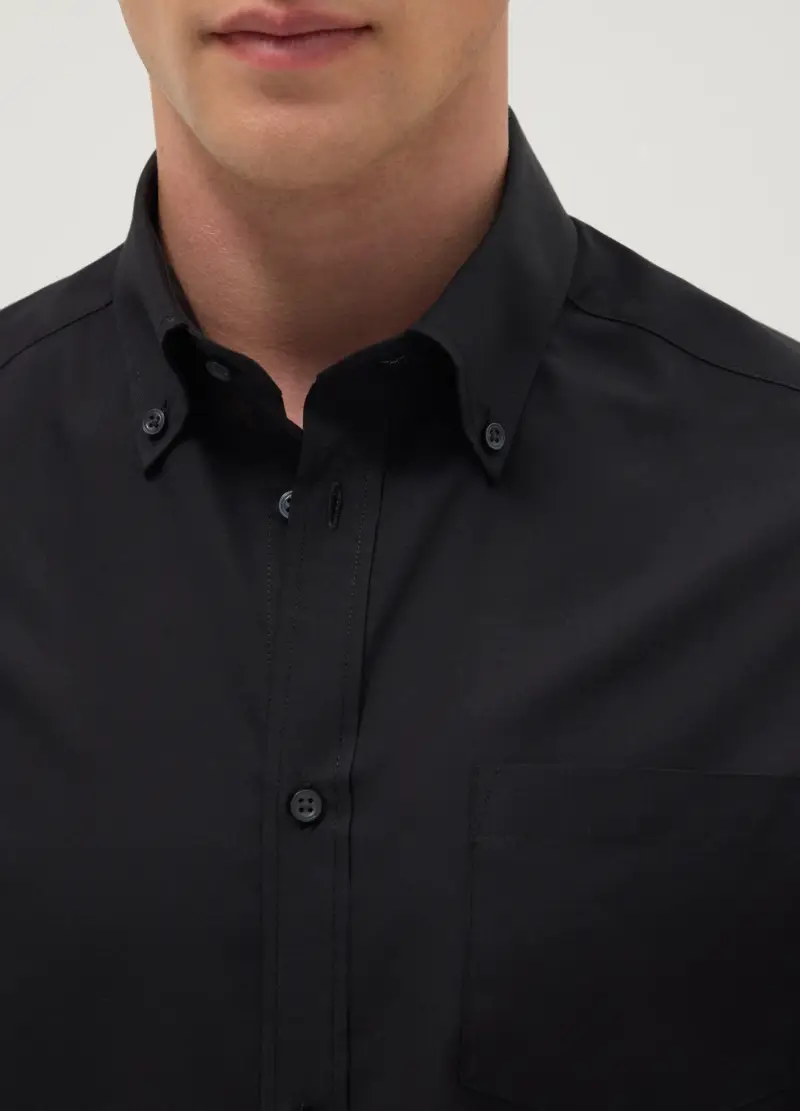 Camicia Nera A Maniche Lunghe Regular Fit Easy Iron, Uomo, Nero miniatura 2