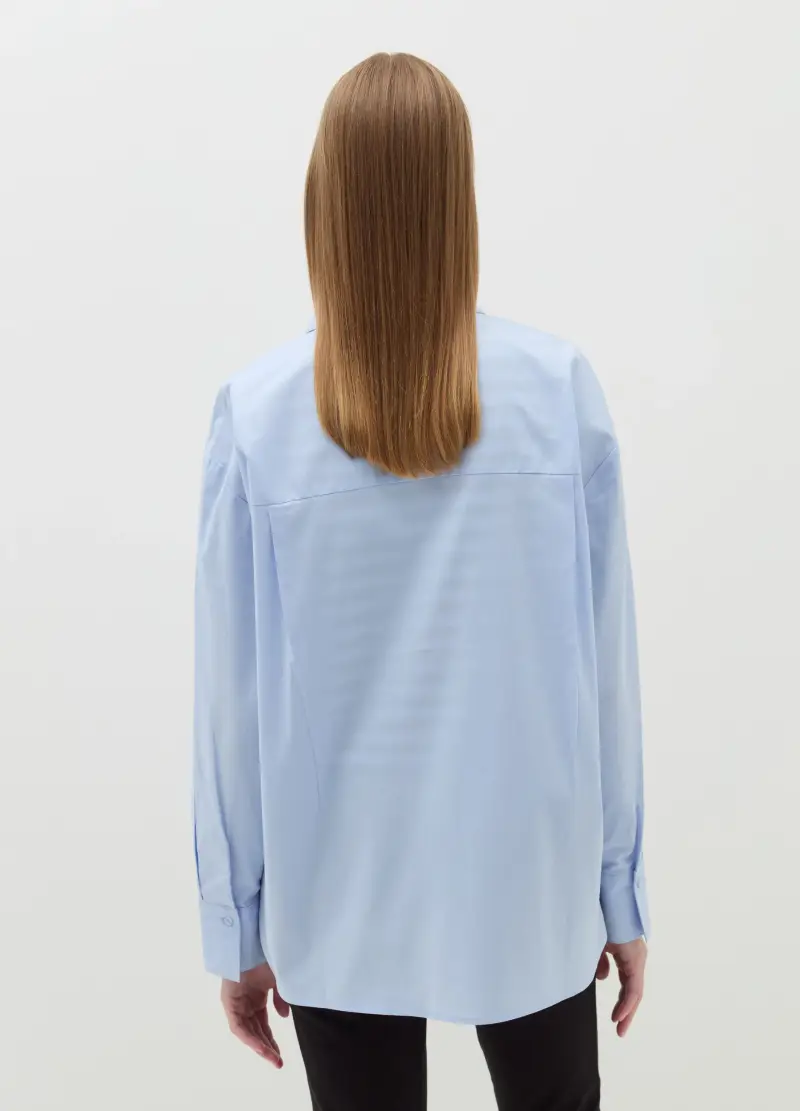 Camicia Over In Popeline, Donna, Blu miniatura 3