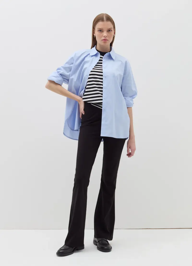 Camicia Over In Popeline, Donna, Blu